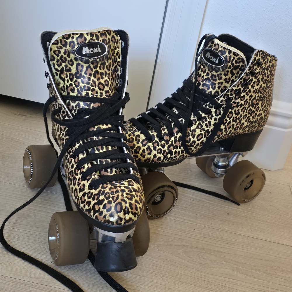 Moxi Leopard Print Roller Skates